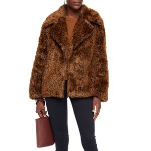 Joie Leopard Print Faux Fur Coat